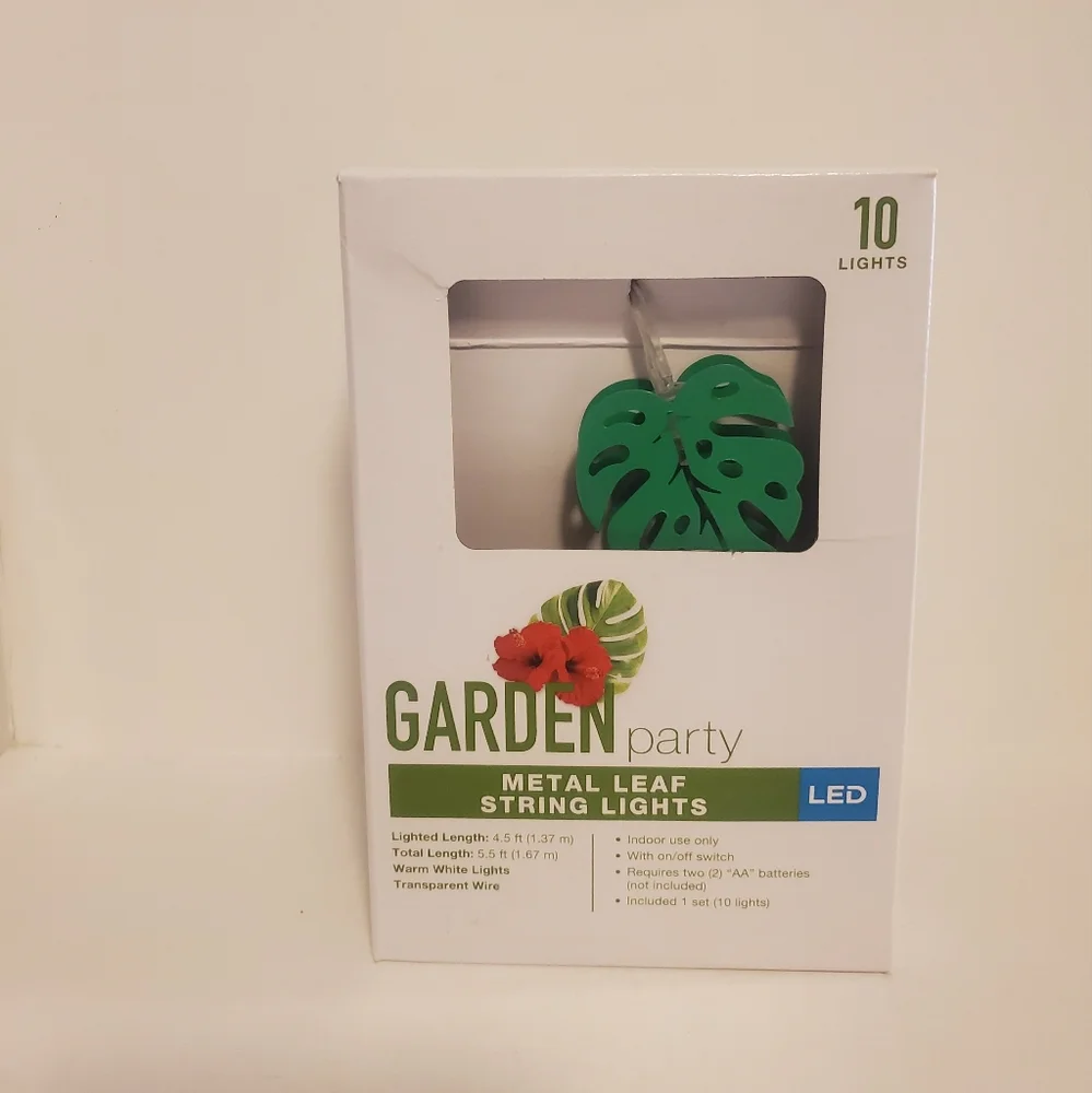 Garden Party Metal Leaf String Lights Brand New